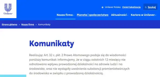 Unternehmenswebsite - Unilever Polen