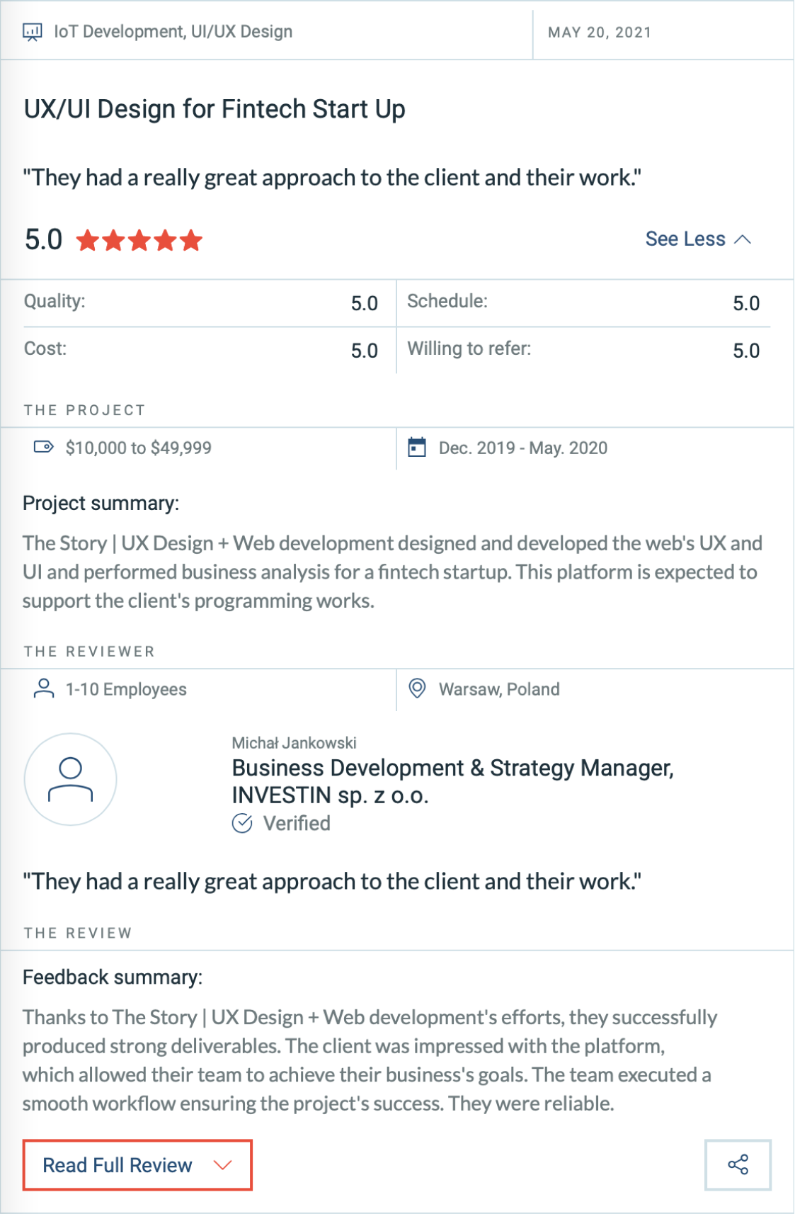 The Story: UI/UX design + App Development company (product design)
