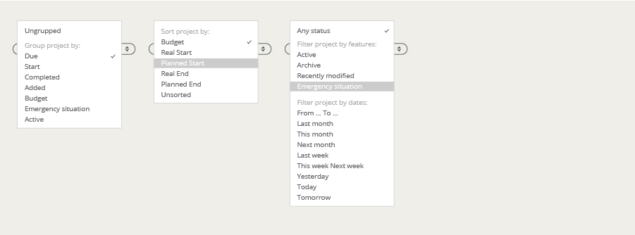 sorting data and dropped lists in a web application