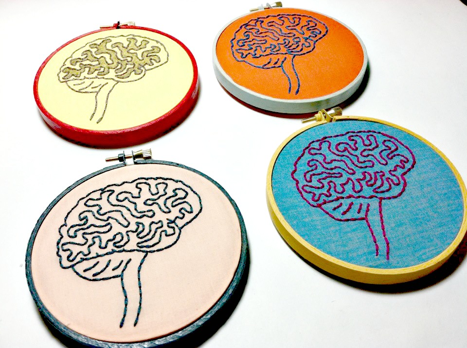 Hoops with embroidery of the brain