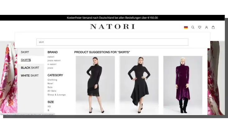 Home page design of an online store - Natori