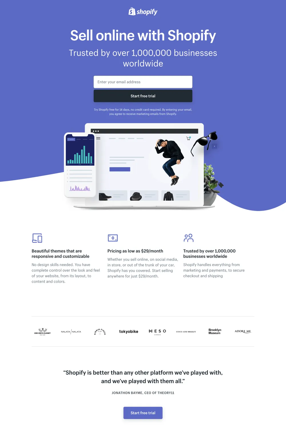 landing page - shopify.com