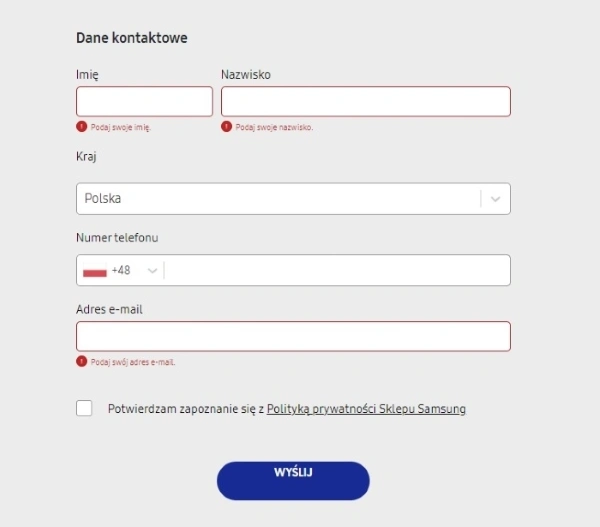 form on a website
