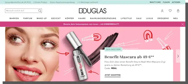 ux home page design - Douglas store