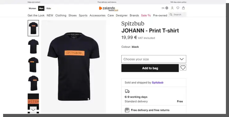 UX in E-Commerce - a product page in Zalando