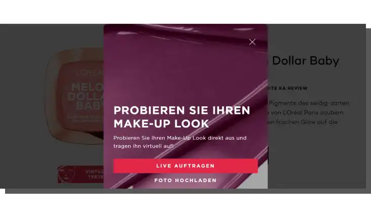 Loreal Paris' virtual fitting room - UX trends in E-Commerce