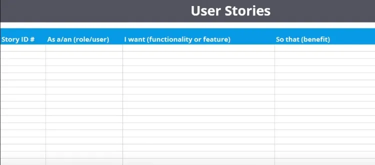 A template for a User Story