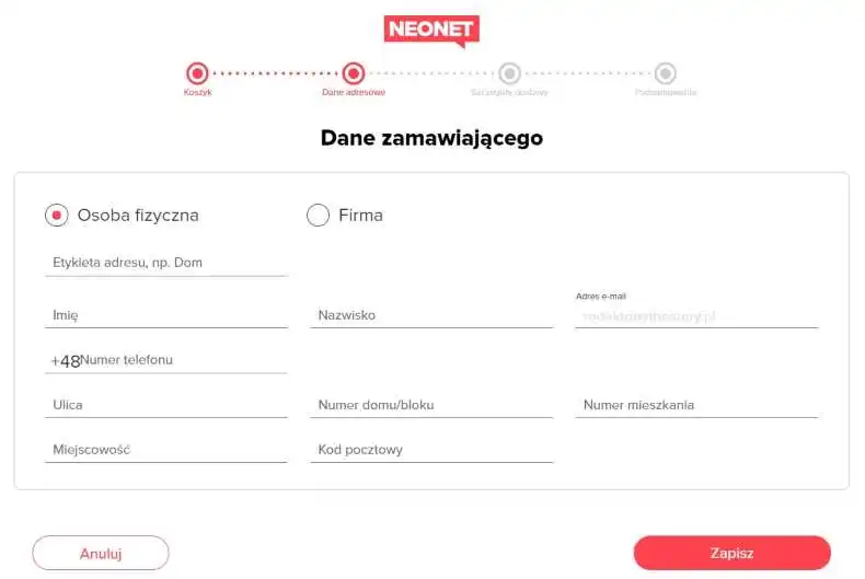 Designing an order form in an online store
