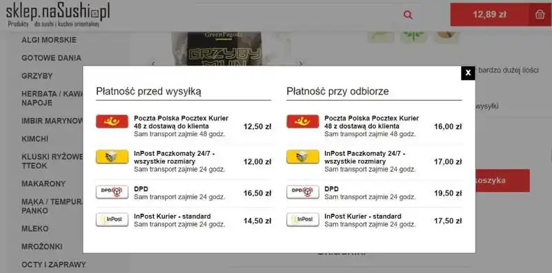 Delivery in an online store - naSushi.pl