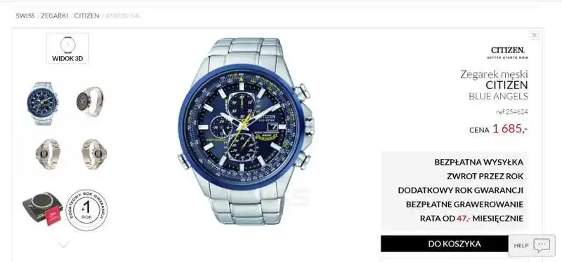 A product page in an online store - Swiss.com.pl