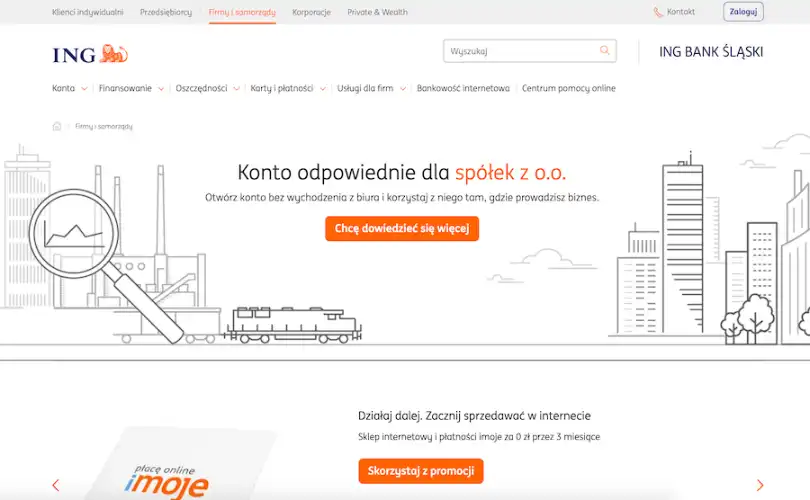 A view of ING's website for Companies