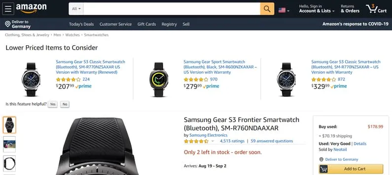 Amazon's product page - a dark pattern