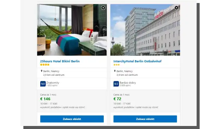 A comparison of two offers of hotel rooms on Booking.com