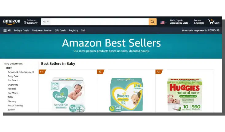 Bestsellers in the Baby category on Amazon.com