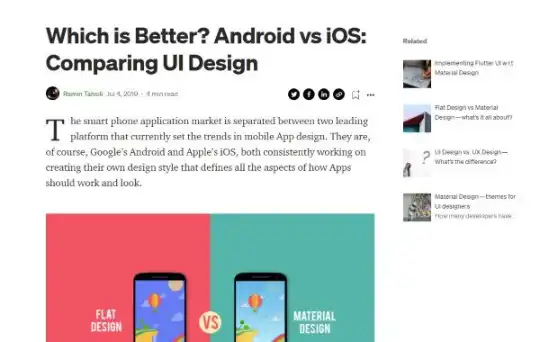 An article at Medium.com - Which is Better? Android vs iOS: Comparing UI Design