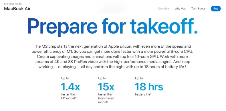 A headline on Apple advertising MacBook Air