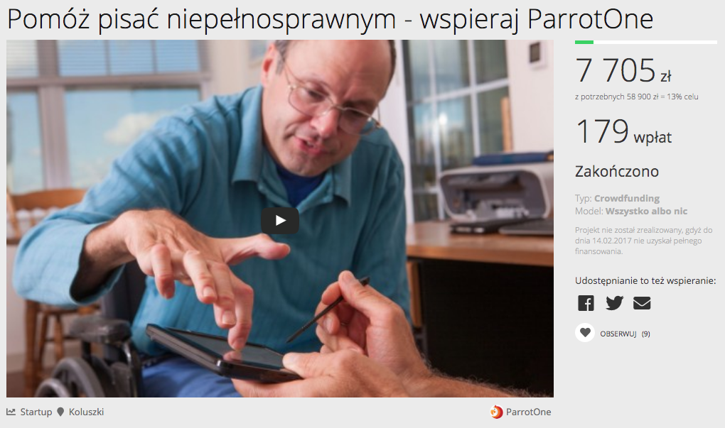 Aplikacja ParrotOne była początkowo kierowana tylko do niepełnosprawnych.