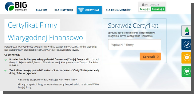 wiarygodna strona internetowa - certyfikat