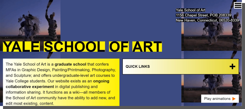 yale school of art - przykład designu
