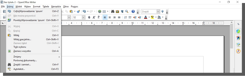 interfejs - open office