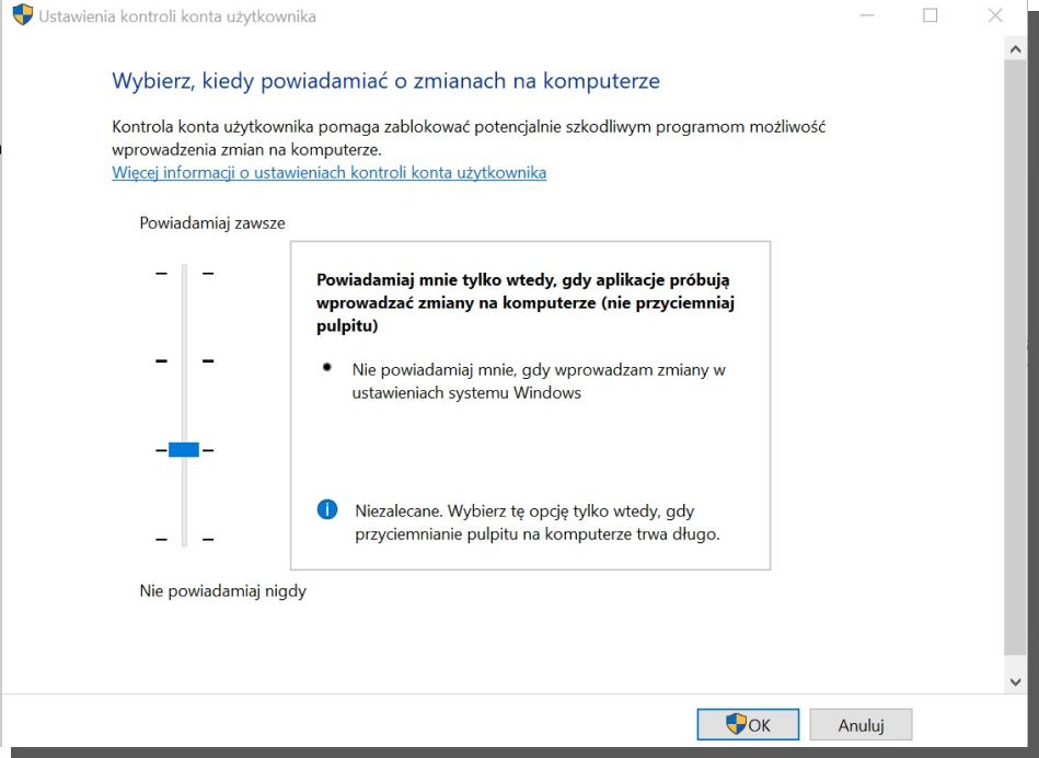 zaprojektowany interfejs - Windows