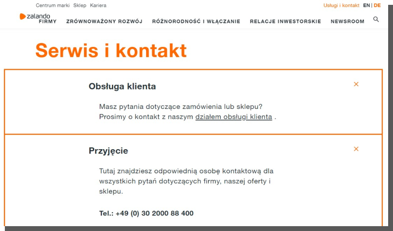 projektowanie interfejsu UX - zalando