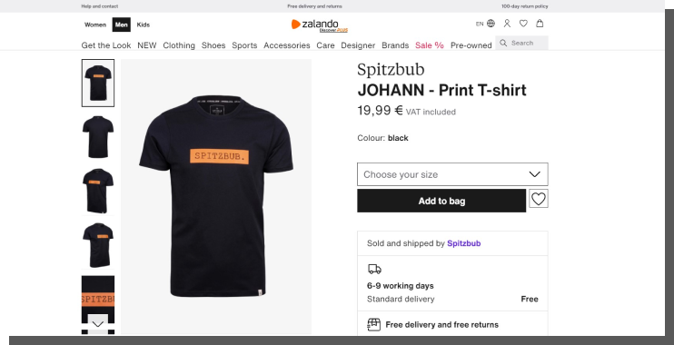 ecommerce ux - strona produktowa zalando
