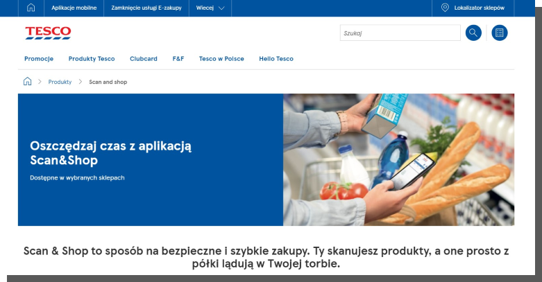 interfejs e-commerce - aplikacja Tesco