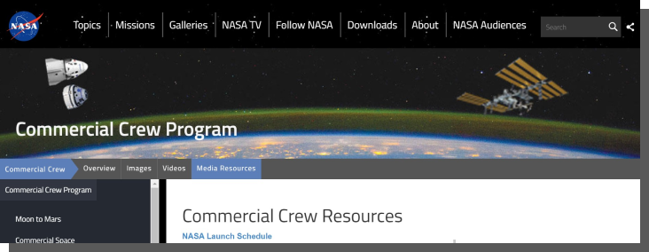 projektowanie breadcrumbs - nasa