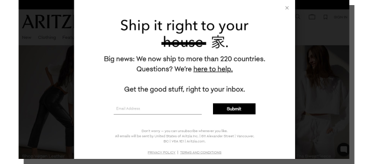 mailing e-commerce - sklep Artizia