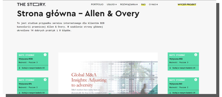 Audyt UX strony głównej firmy Allen & Overy