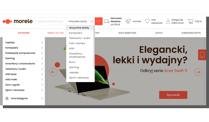 user experience w e-commerce - sklep morele