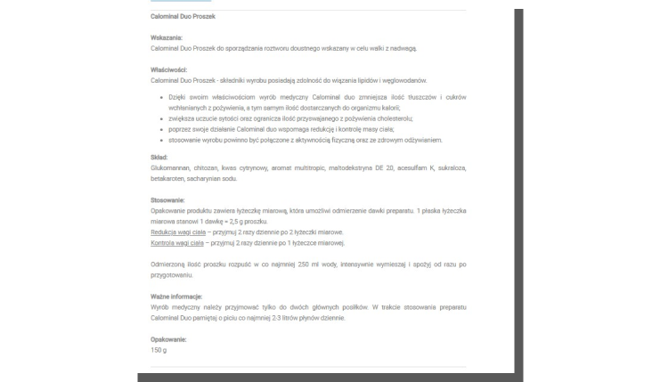 karta produktu - opis produktu w e-commerce