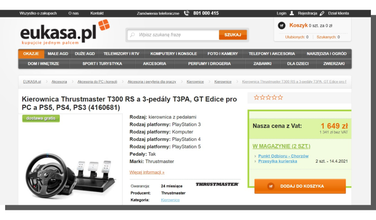 karta produktu w e-commerce