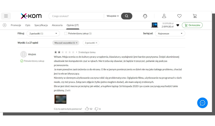 karta produktu w e-commerce - xkom