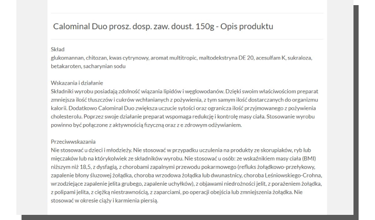 projektowanie karty produktu - opis produktu