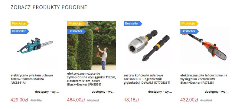 nawigacja w e-commerce - popularne produkty