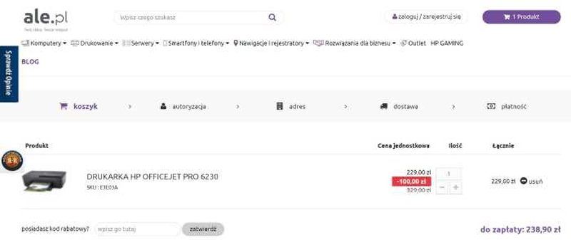 koszyk w sklepie internetowym