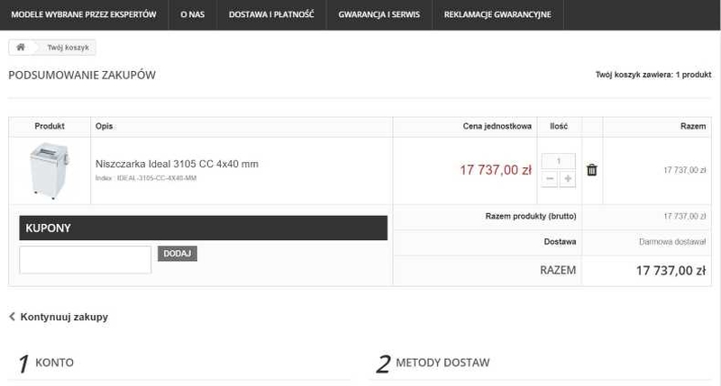 porzucony koszyk w sklepie internetowym