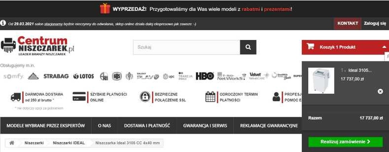 koszyk w sklepie internetowym - minikarta, optymalizacja koszyka