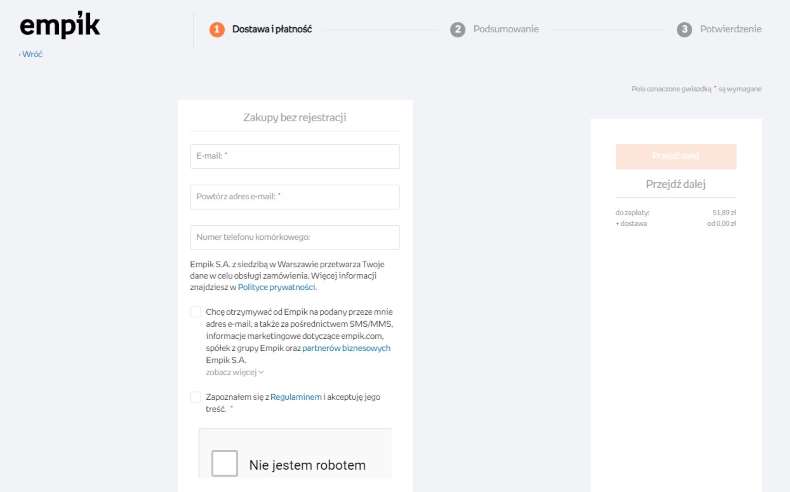zabezpieczenia w sklepie internetowym - formularz zamówienia