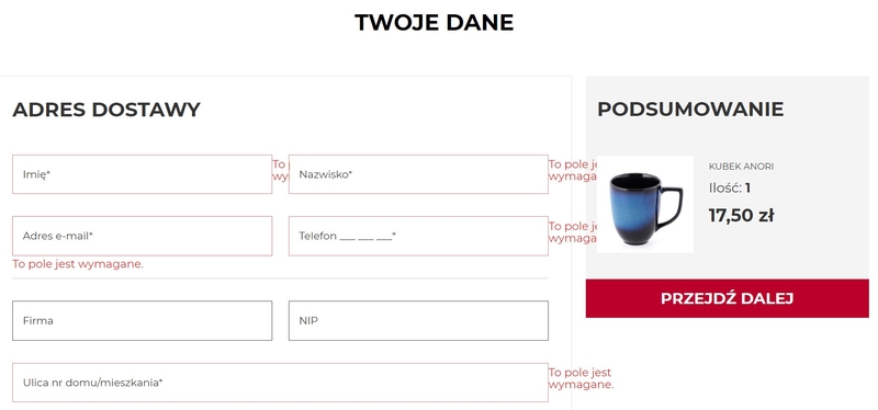 projektowanie formularzy e-commerce