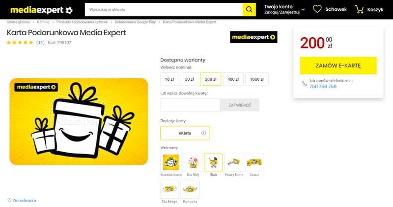 karta podarunkowa - mediaexpert