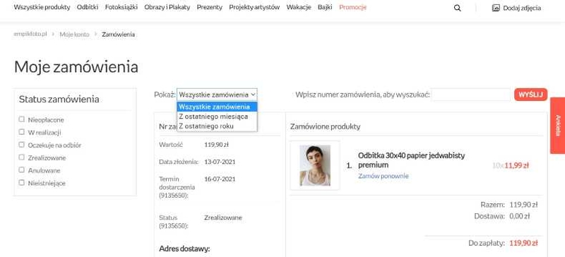 zamówienie w sklepie internetowym