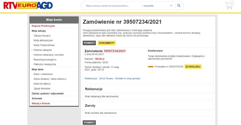projektowanie zamówienia w sklepie internetowym - feedback
