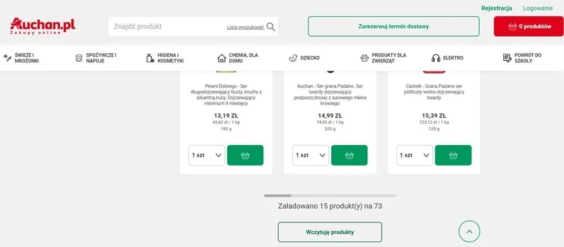 Lazy Loading w sklepie internetowym Auchan a paginacja