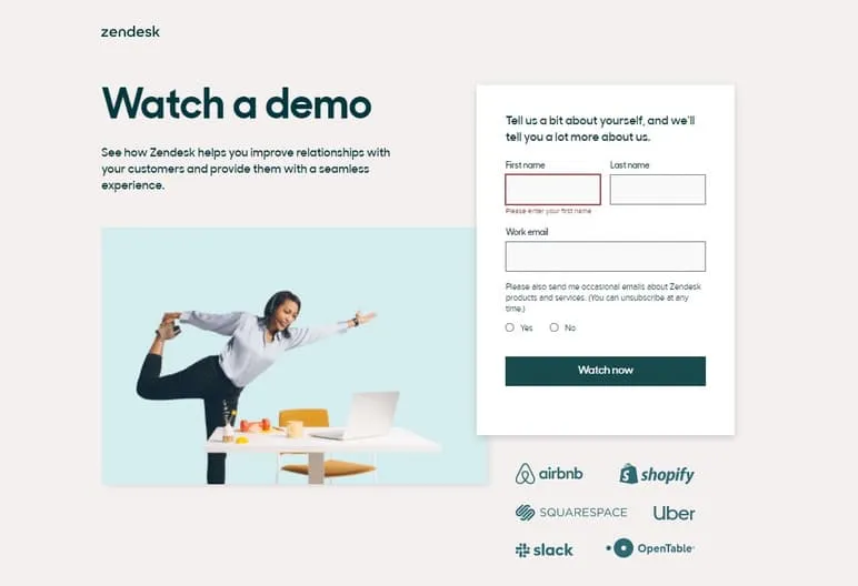 Zendesk.com – landing page oparty na poczuciu przynależności grupowej