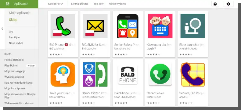 google play, tworzenie aplikacji dla seniorów