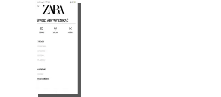 Zara - projektowanie nawigacji w m commerce
