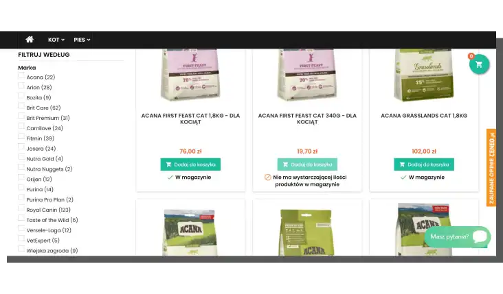filtrowanie produktów - ux sklepu internetowego